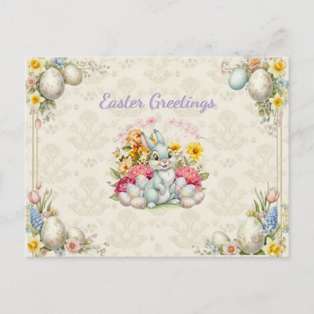 Happy Eeaster Cute Bunny Postcard (Front)