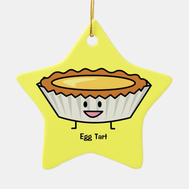Happy Egg Tart Custard crust Chinese dessert Ceramic Tree Decoration (Front)