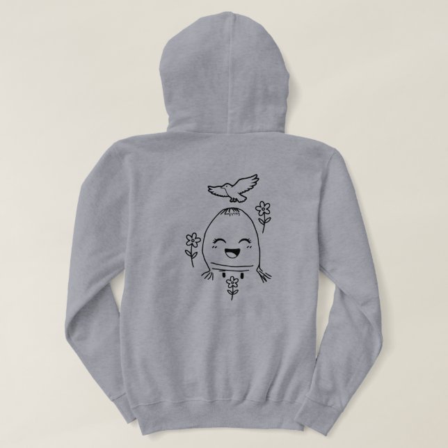 Happy Egg with Bird and Flowers Hoodie (Design Back)