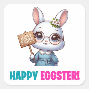 Happy Eggster - Funny Flowers Square Sticker