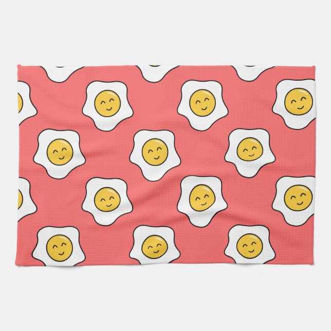 Happy Eggy Cute Kitchen Towel (Horizontal)