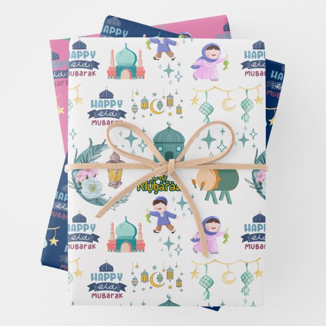 Happy Eid Al-Fitr Mubarak Wrapping Paper Sheet (In situ)