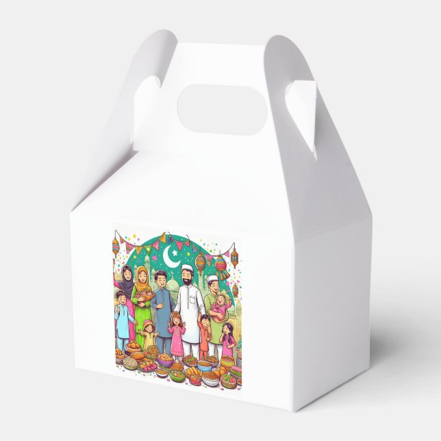 Happy Eid Family Funny Celebrating Design Favour Box (Front Side)