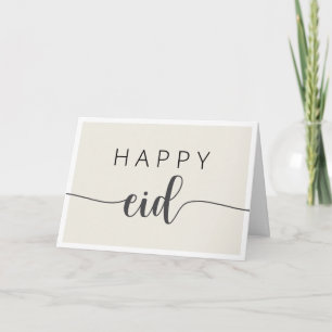 Happy Eid Modern Simple Script Muslim Holiday Card