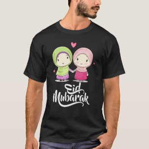 Happy Eid Mubarak With Hijab Muslim Girls T-Shirt