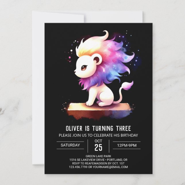 Happy Elegant Lion Birthday  Invitation (Front)