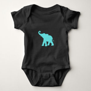 Happy Elephant-Art Green Pattern Cute Baby Bodysuit
