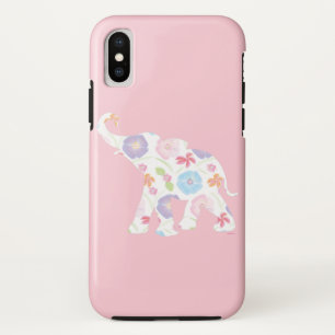 Happy Elephant Art Pattern Flower Cute Unique Pink Case-Mate iPhone Case