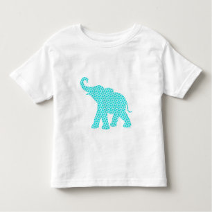 Happy Elephant-Art Turquoise Pattern Cute Toddler T-Shirt