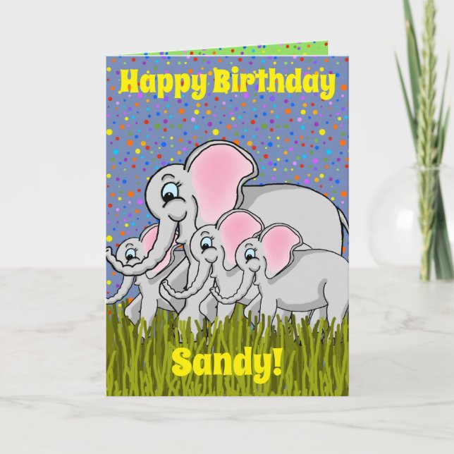 Happy Elephant Birthday Card (Front)