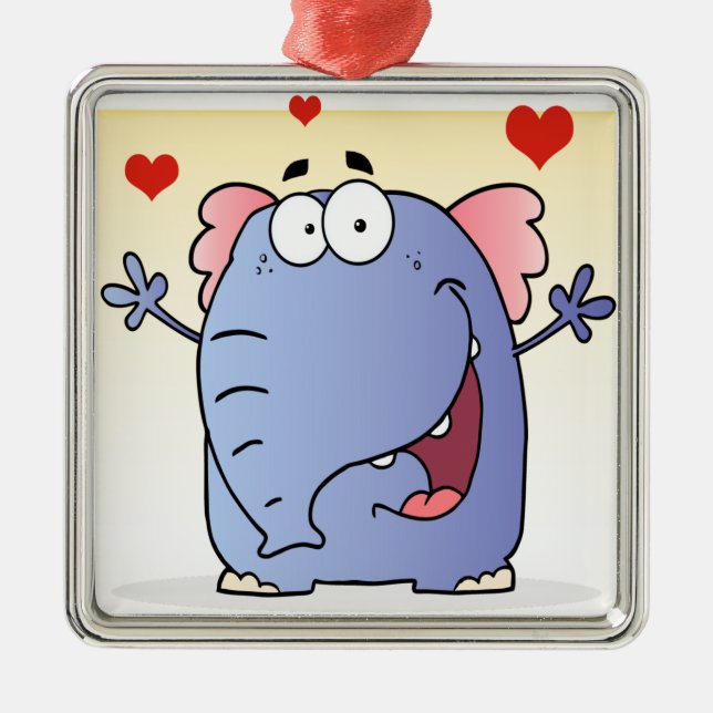 Happy Elephant Cartoon Character Metal Tree Decoration (Front)