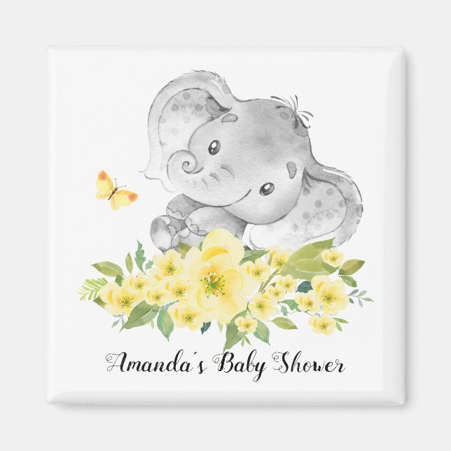 Happy Elephant Neutral Shower Favour Magnet (Front)