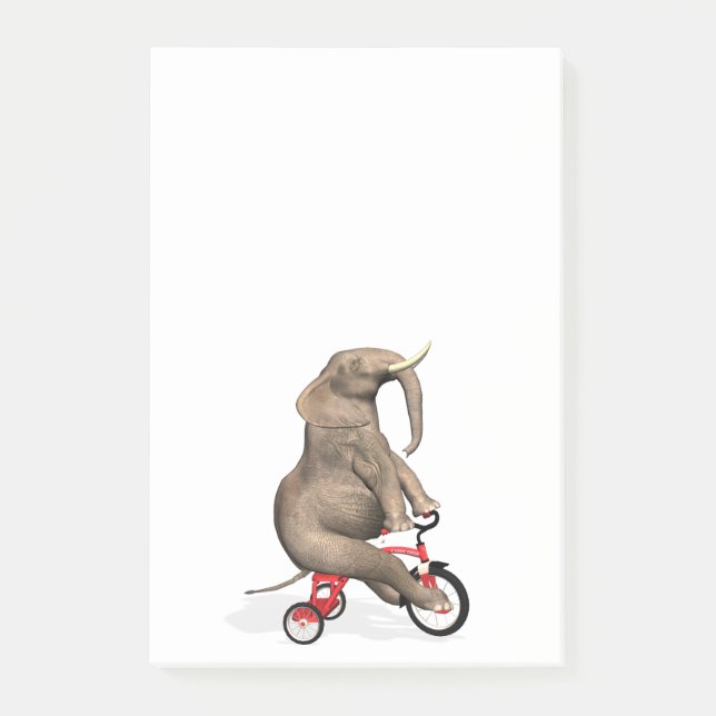 Happy Elephant On Tricycle Post-it Notes (Front)