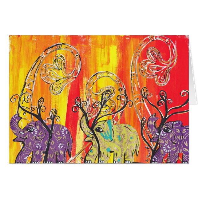 Happy Elephant Parade card (Front Horizontal)