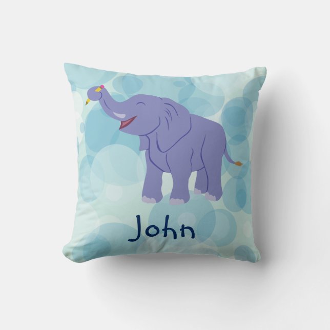 Happy Elephant (Personalise) Cushion (Front)