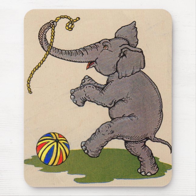 happy elephant playing with rope and ball mouse pad (Front)
