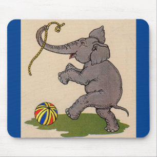 happy elephant playing with rope and ball mouse pad