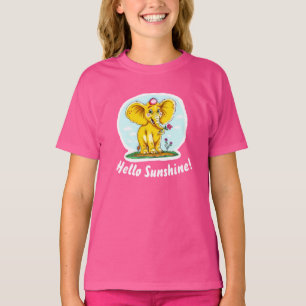 Happy Elephant T-Shirt for Girls Hello Sunshine