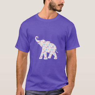 Happy Elephant-with Flower Pattern  Unique T-Shirt