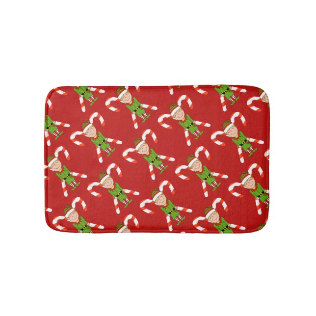Happy Elf Christmas Bath Mat (Front)