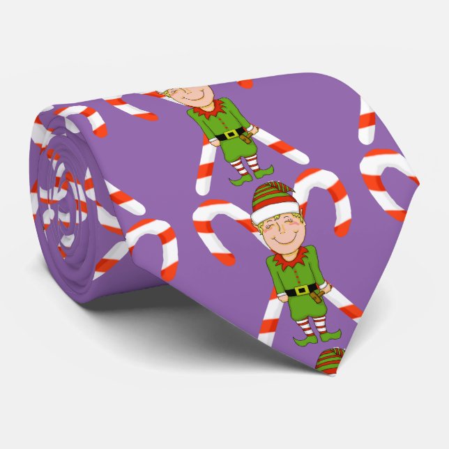 Happy Elf with Candy Cane Tie (Rolled)