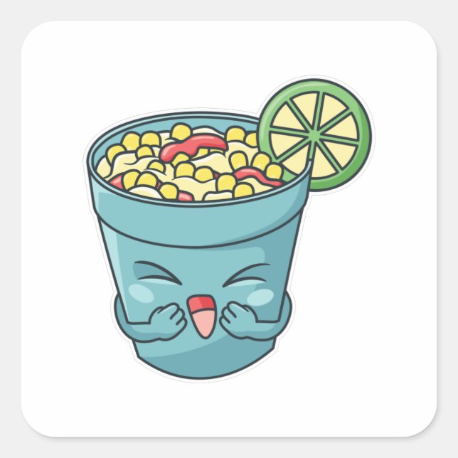 Happy Elote Cup Square Sticker (Front)