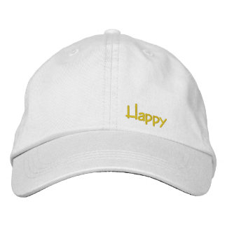 happy embroidered hat