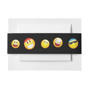 HAPPY EMOJI Bat Bar Mitzvah Invitation Wrap Belly Band