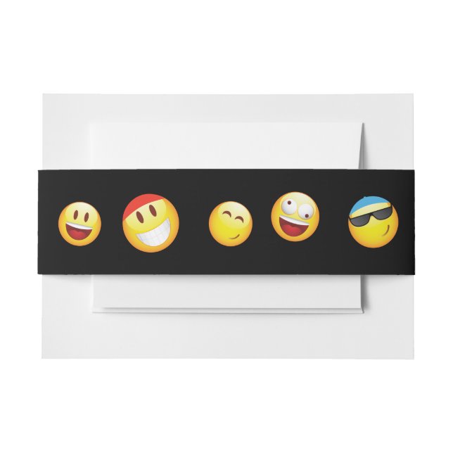 HAPPY EMOJI Bat Bar Mitzvah Invitation Wrap Belly Band (Front Example)
