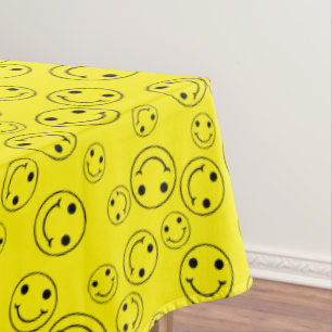 Happy Emoji Faces Yellow Tablecloth