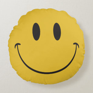 happy emoji round cushion