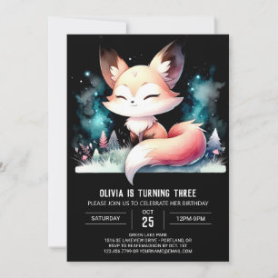 Happy Enchanted Fox Birthday digital Invitation