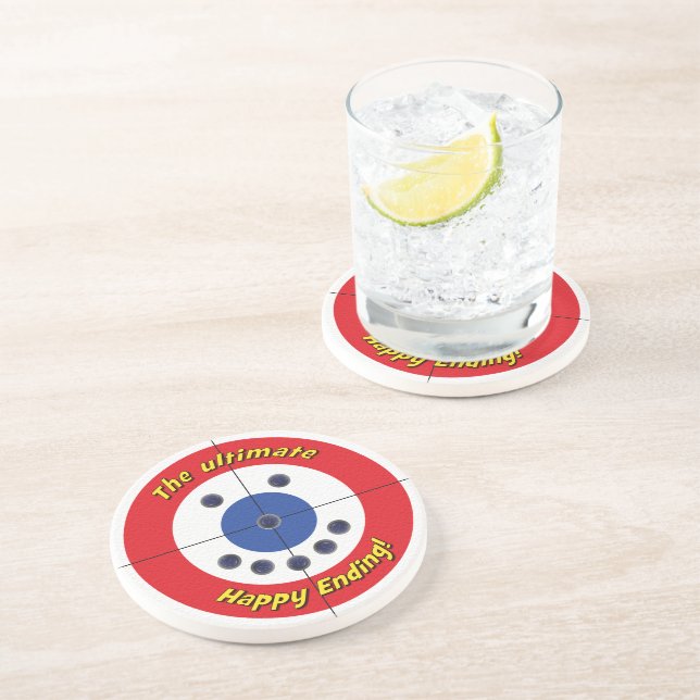 Happy Ending  Sandstone Coaster - (Red) (Side)