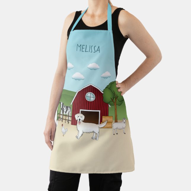 Happy English Cream Golden Retriever At A Farm Apron (Insitu)