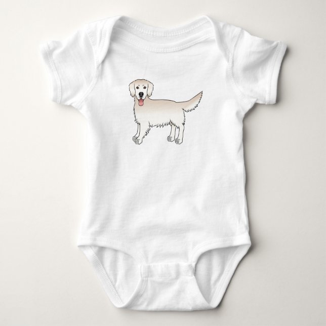 Happy English Cream Golden Retriever Cartoon Dog Baby Bodysuit (Front)