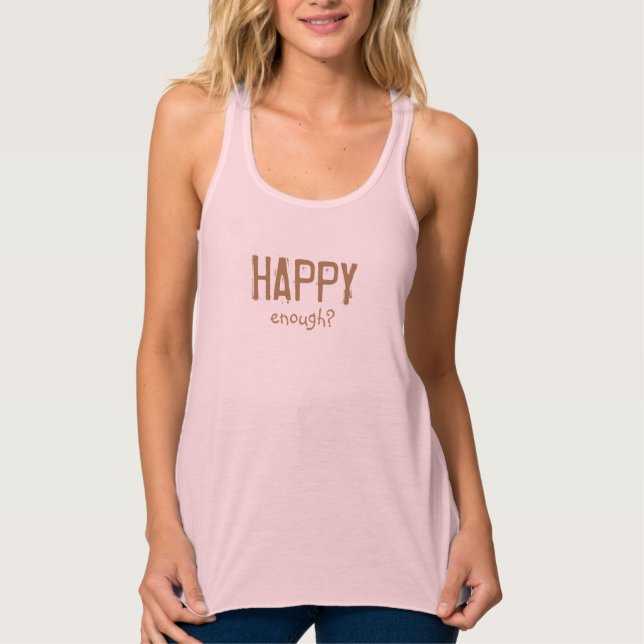 HAPPY ENOUGH brown Singlet (Front)