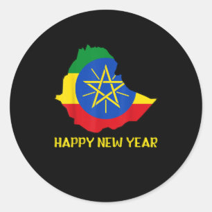 Happy Ethioan New Year Ethioa Map Flag Ethioan Dad Classic Round Sticker
