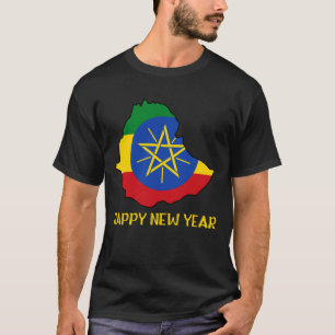 Happy Ethiopian New Year Ethiopia Map Flag Ethiopi T-Shirt