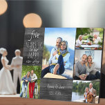 Happy Ever After Any Year Anniversary Photo Plaque<br><div class="desc">Wedding Anniversary photo plaque which you can personalise for any years and 5 of your favourite pictures. The wording reads "# years in to our happy ever after" and the template is set up ready for you to add the anniversary year, your name and date established. The design has a...</div>