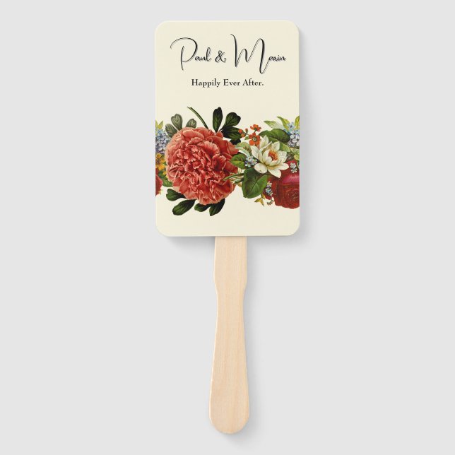 Happy Ever After BOHO retro floral tapestry Hand Fan (Front)