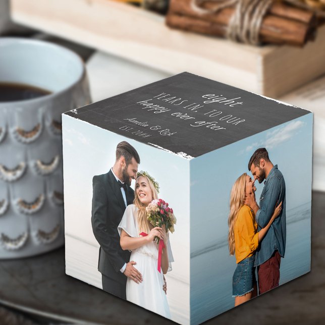 Happy Ever After Wedding Anniversary Slate 4 Photo Cube (Creator Uploaded)