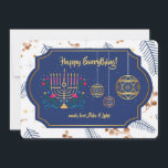 Happy Everything Blue and Gold Holiday Card<br><div class="desc">A holiday card you can send to Everyone! (Image by Freepik.com). The card is easy to customise with your wording, font and font colour. Not exactly what you're looking for? All our products can be custom designed to meet your needs at no extra charge. Simply contact us at askcottonlamb@gmail.com. Coordinating...</div>