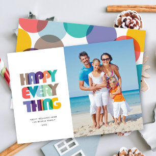Happy Everything Bold Colourful Typography Photo Holiday Card