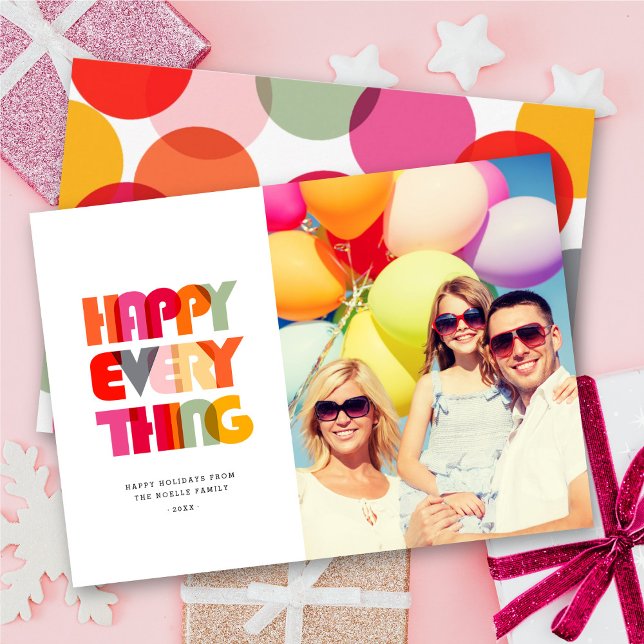 Happy Everything Bold Colourful Typography Photo Holiday Card (Creator Uploaded)
