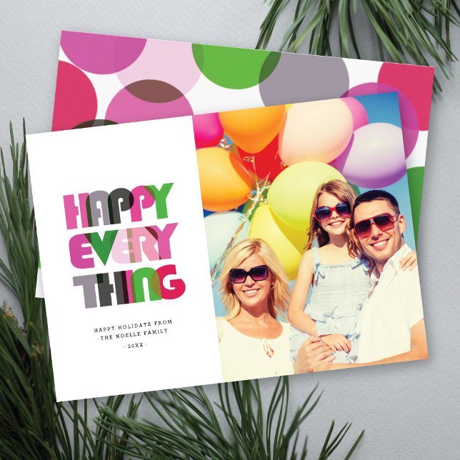Happy Everything Bold Colourful Typography Photo Holiday Card (Creator Uploaded)