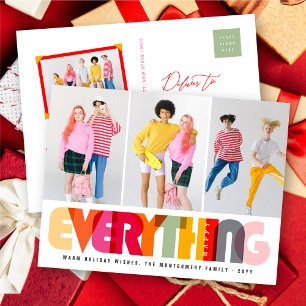 Happy Everything Colourful Typography Modern Photo Holiday Postcard