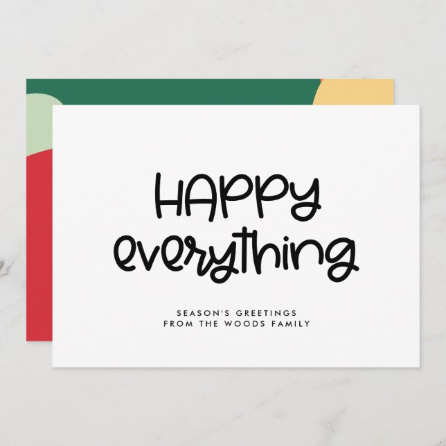 Happy everything Cute script Holiday Card (Front/Back)