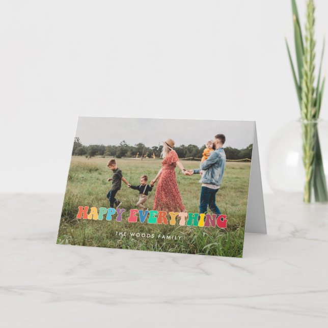 Happy Everything Fun Retro 60s Photo Card (Front)