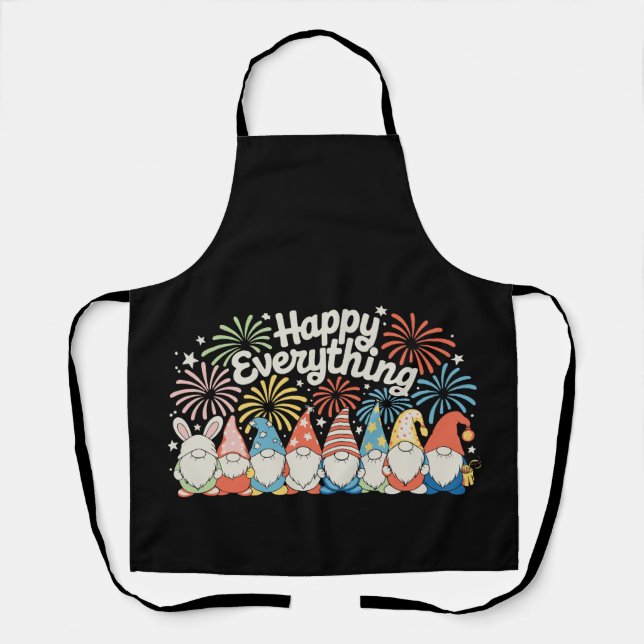 Happy Everything Gnomes All Year Every Holiday Apron (Front)
