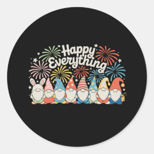 Happy Everything Gnomes All Year Every Holiday Classic Round Sticker